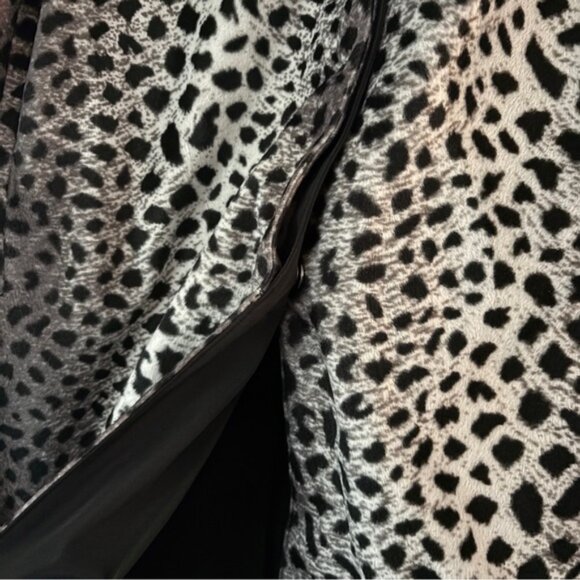 Talbots Reversible Black Snow Leopard Animal Print Trench Coat Plus Size 1X - Picture 11 of 13